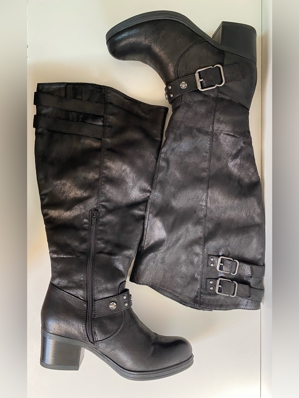 Carlos Santana Women's Black Wide Calf Knee High Boots size 7